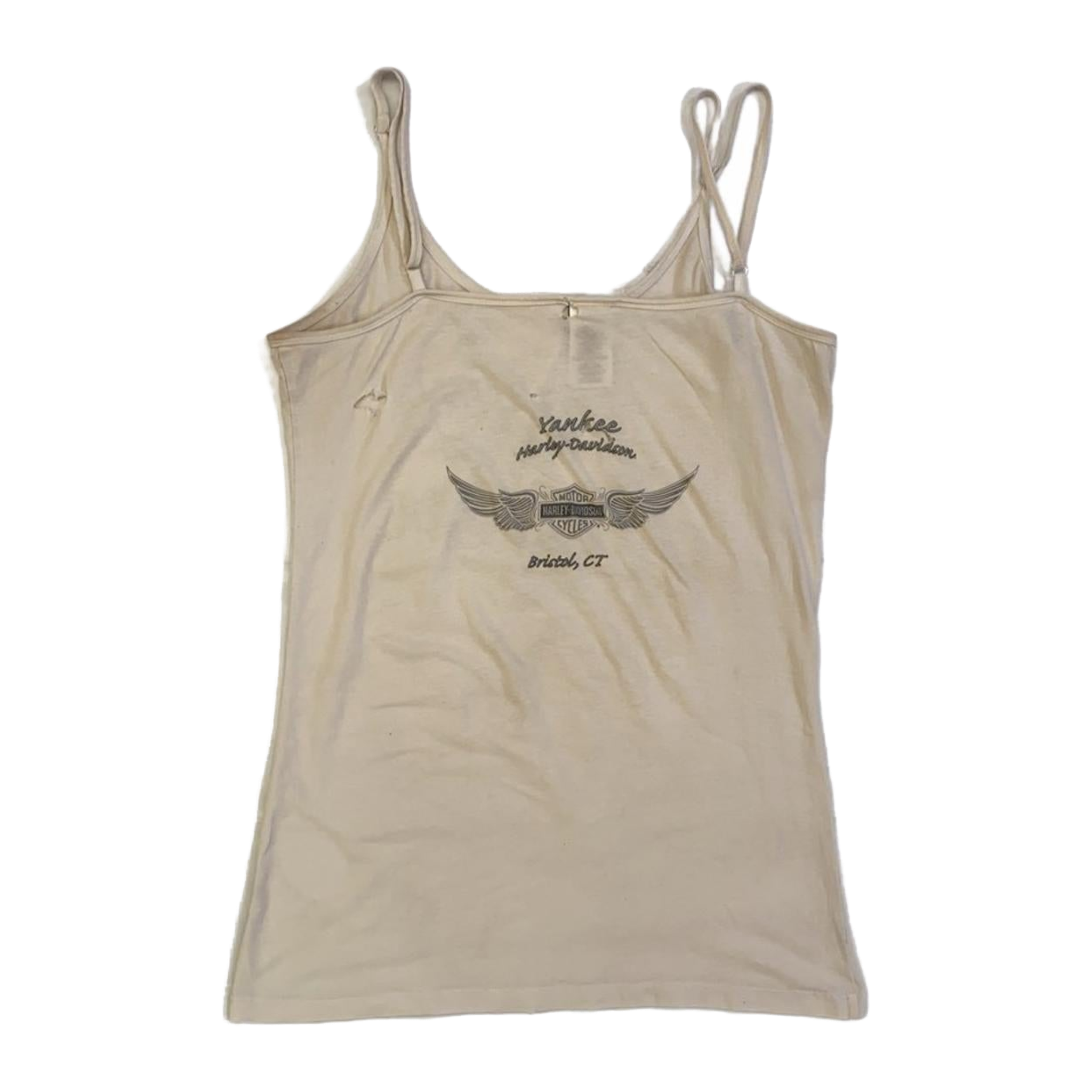 1602 Harley Davidson Women's Spaghetti Strap Tank Top Beige L