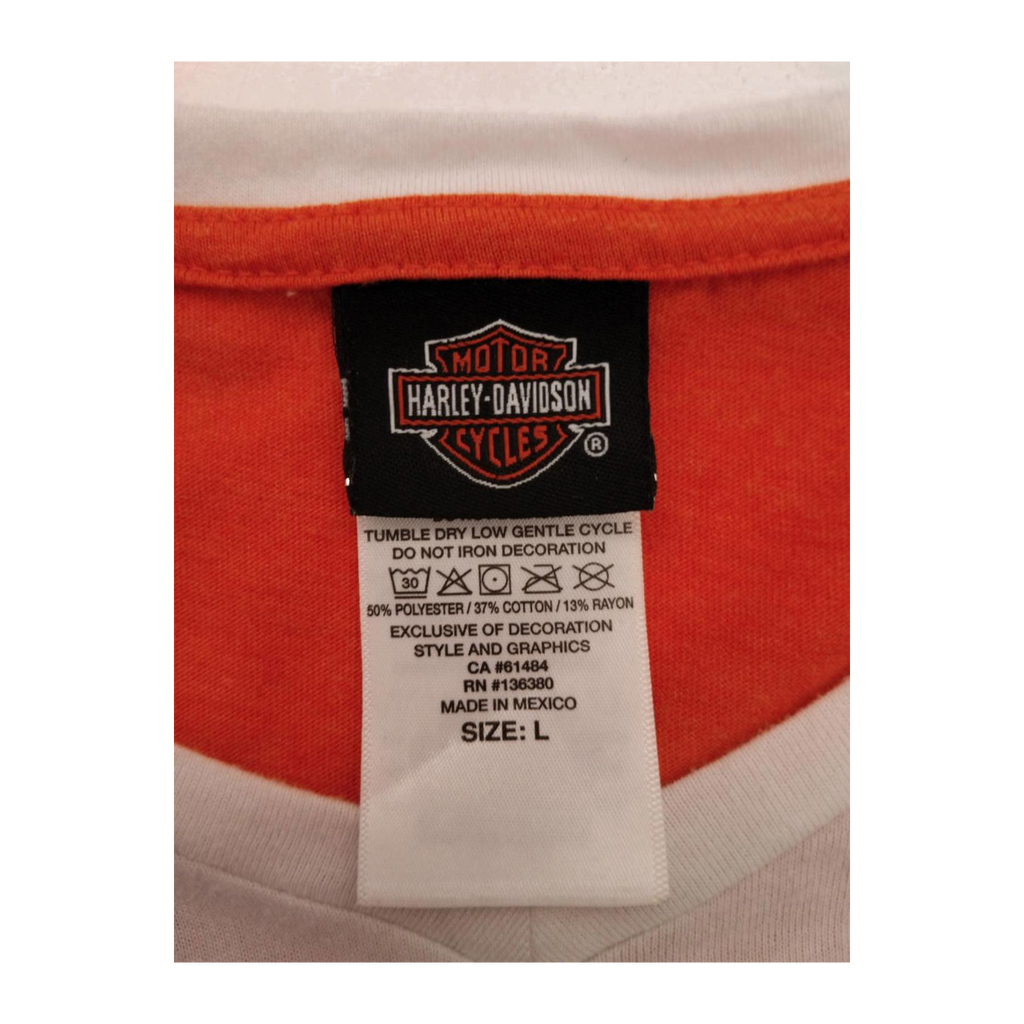 1603 Harley Davidson Women's Baseball Style T Shirt Orange L