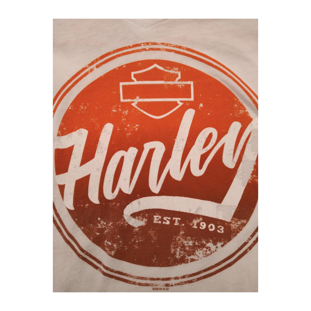 1603 Harley Davidson Women's Baseball Style T Shirt Orange L