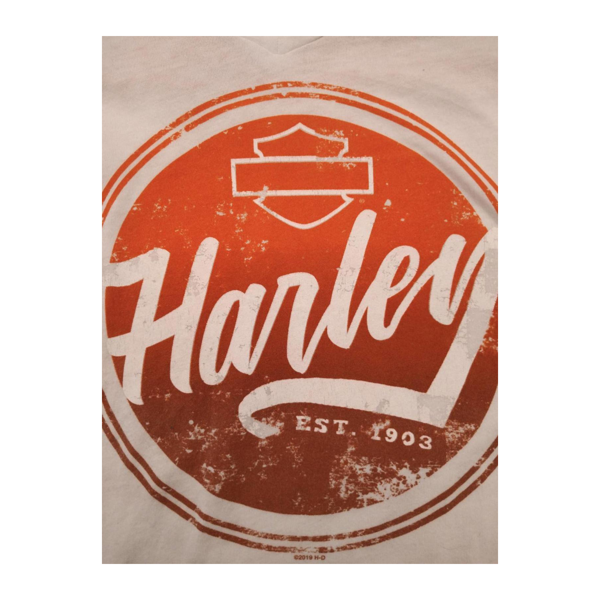 1603 Harley Davidson Women's Baseball Style T Shirt Orange L