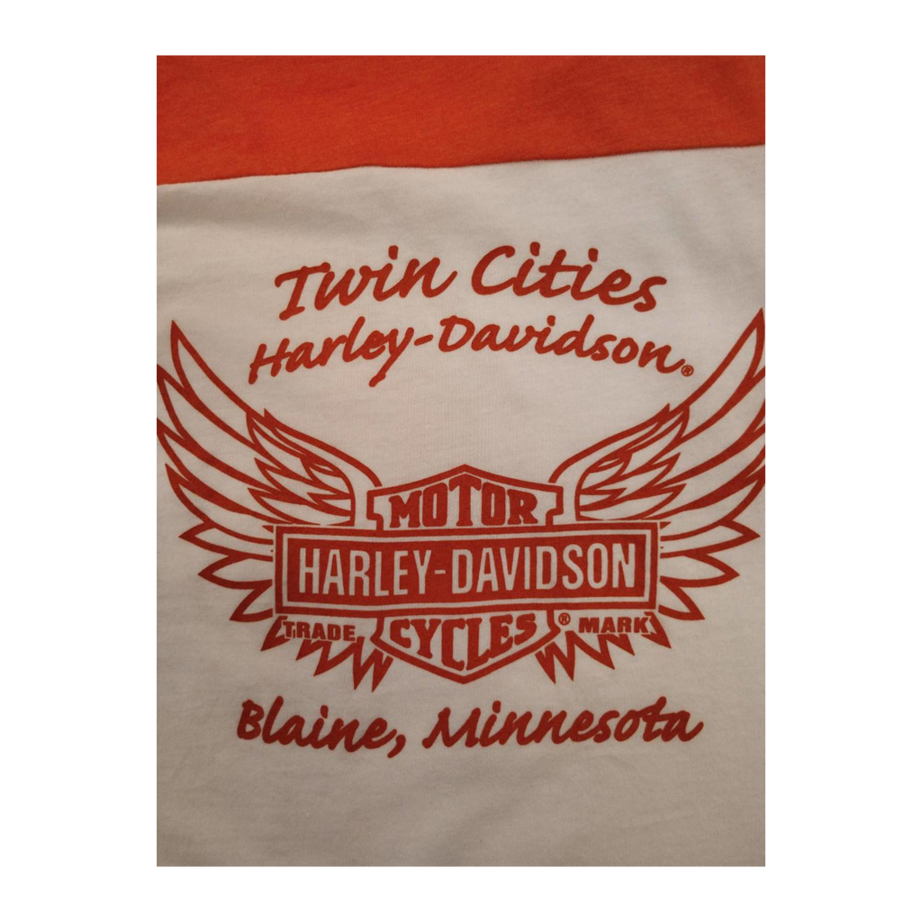 1603 Harley Davidson Women's Baseball Style T Shirt Orange L