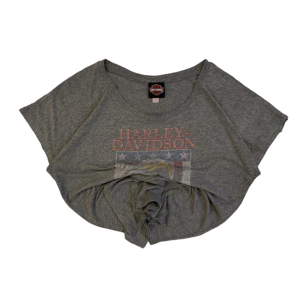 1606 Harley Davidson Women's Ride Free American Eagle Short Sleeve T Shirt Grey L