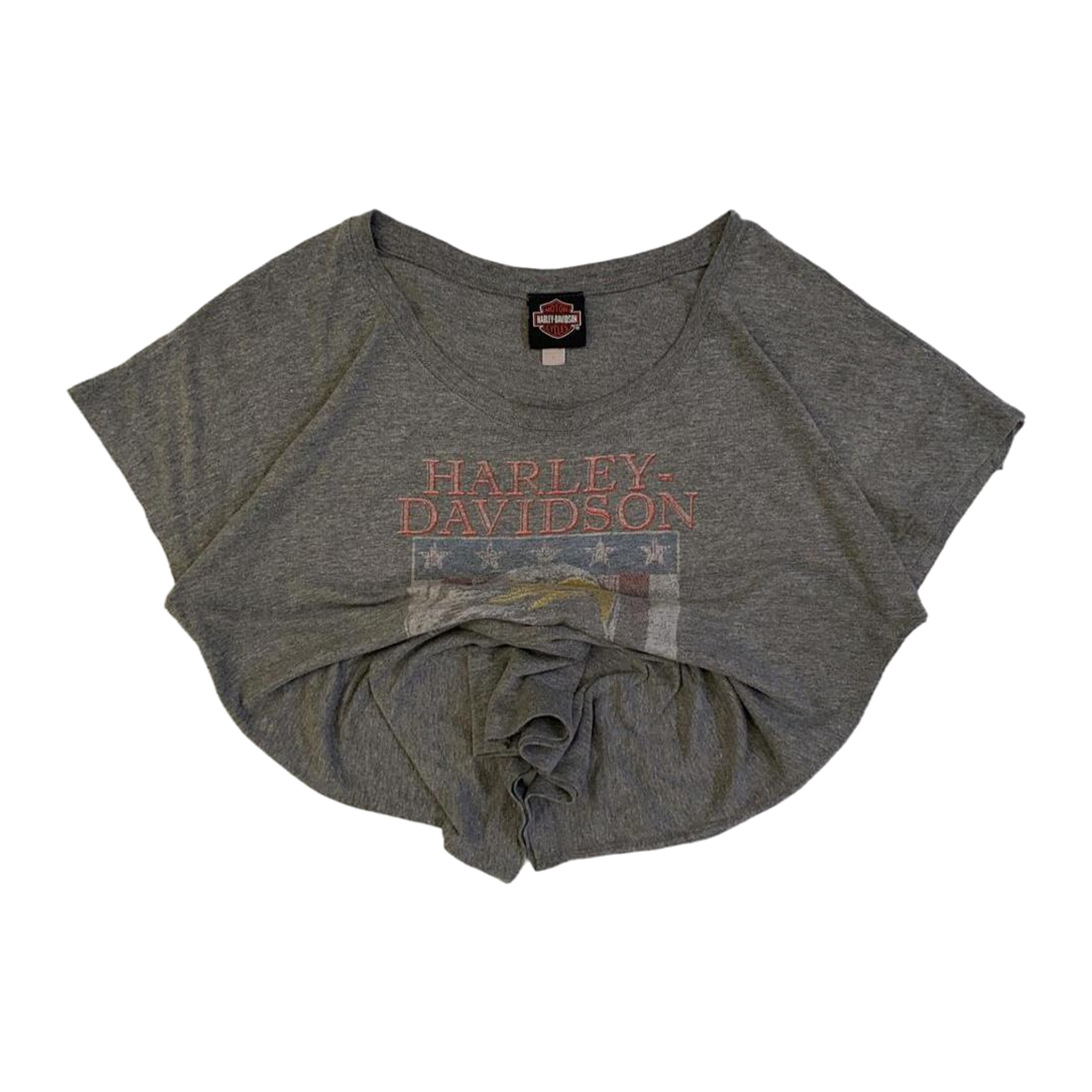 1606 Harley Davidson Women's Ride Free American Eagle Short Sleeve T Shirt Grey L