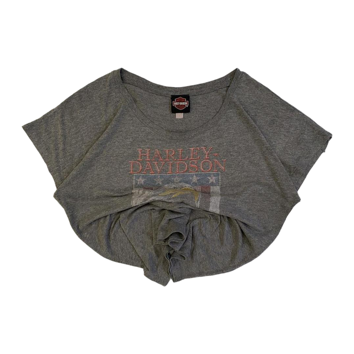 Harley Davidson Women's Ride Free American Eagle Short Sleeve T Shirt Grey L