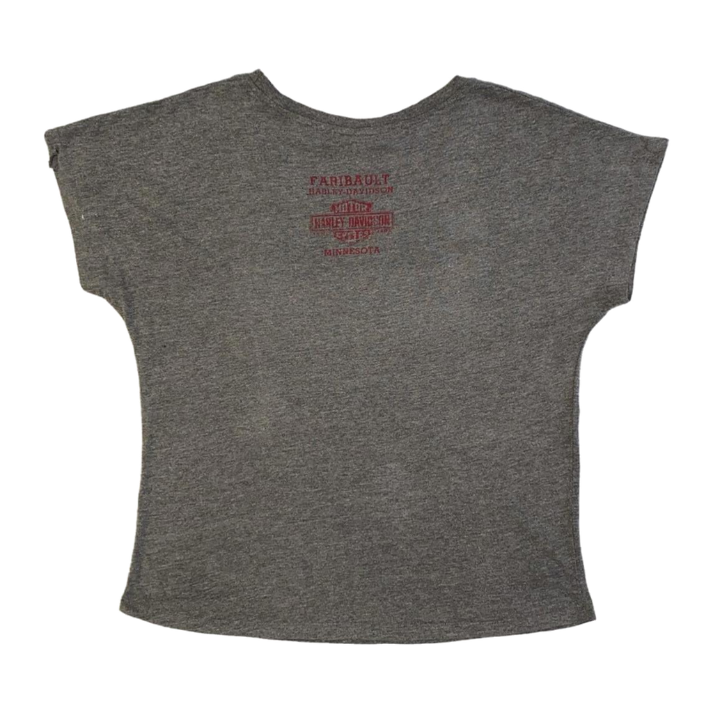 1606 Harley Davidson Women's Ride Free American Eagle Short Sleeve T Shirt Grey L