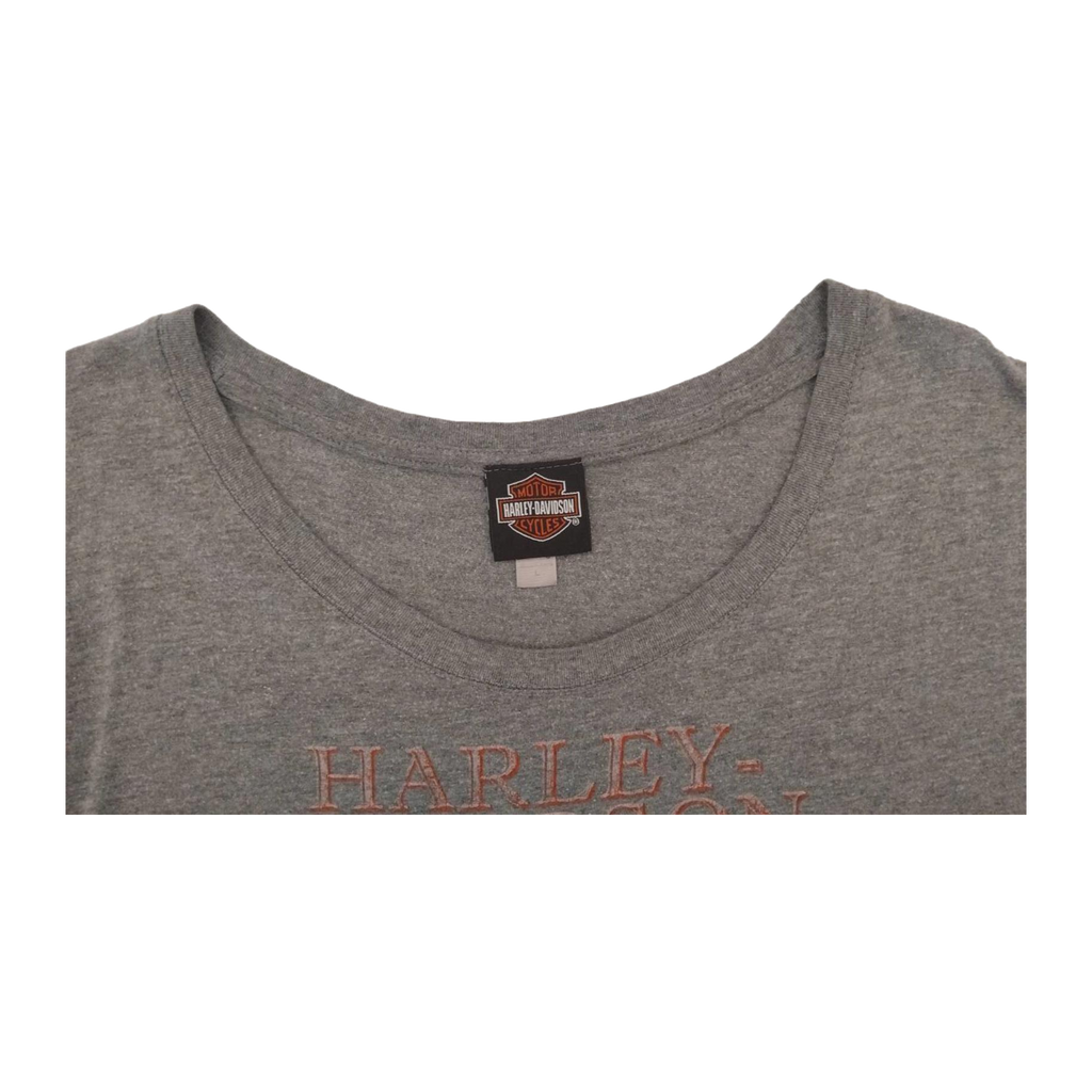 1606 Harley Davidson Women's Ride Free American Eagle Short Sleeve T Shirt Grey L