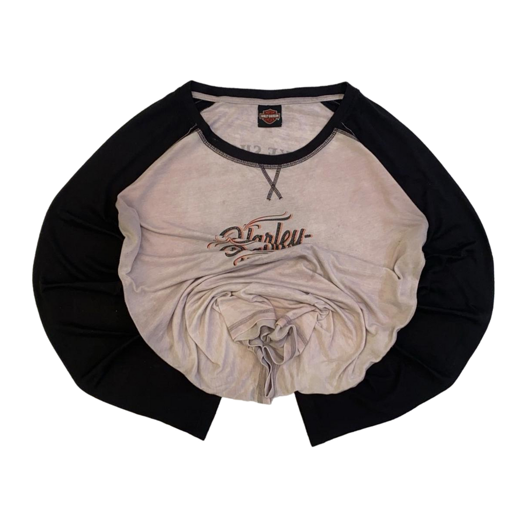 1608 Harley Davidson Women's Lake Shore Baseball T Shirt Grey 2XL