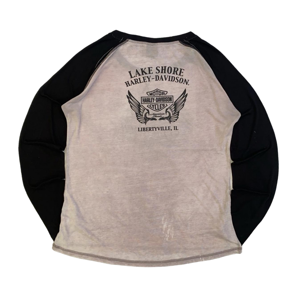 1608 Harley Davidson Women's Lake Shore Baseball T Shirt Grey 2XL