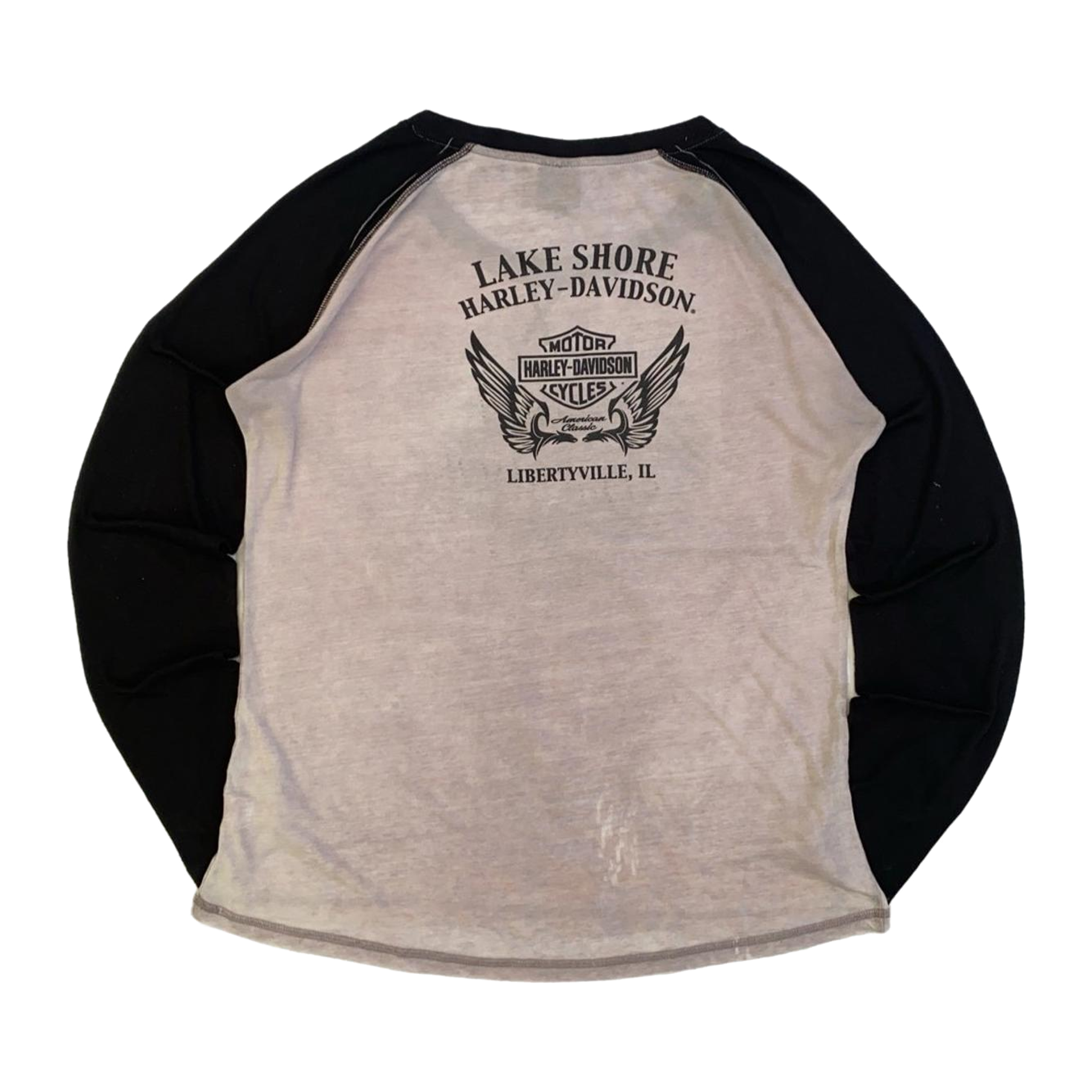 1608 Harley Davidson Women's Lake Shore Baseball T Shirt Grey 2XL