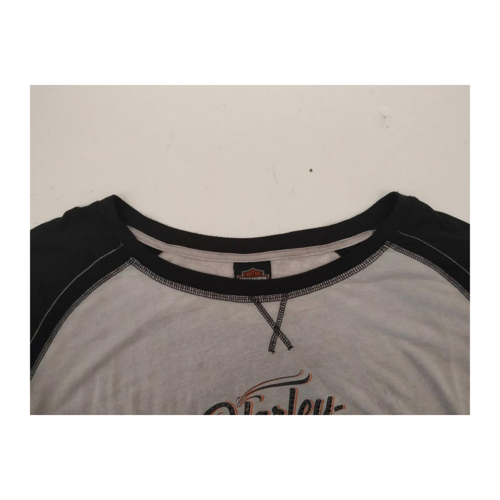 1608 Harley Davidson Women's Lake Shore Baseball T Shirt Grey 2XL