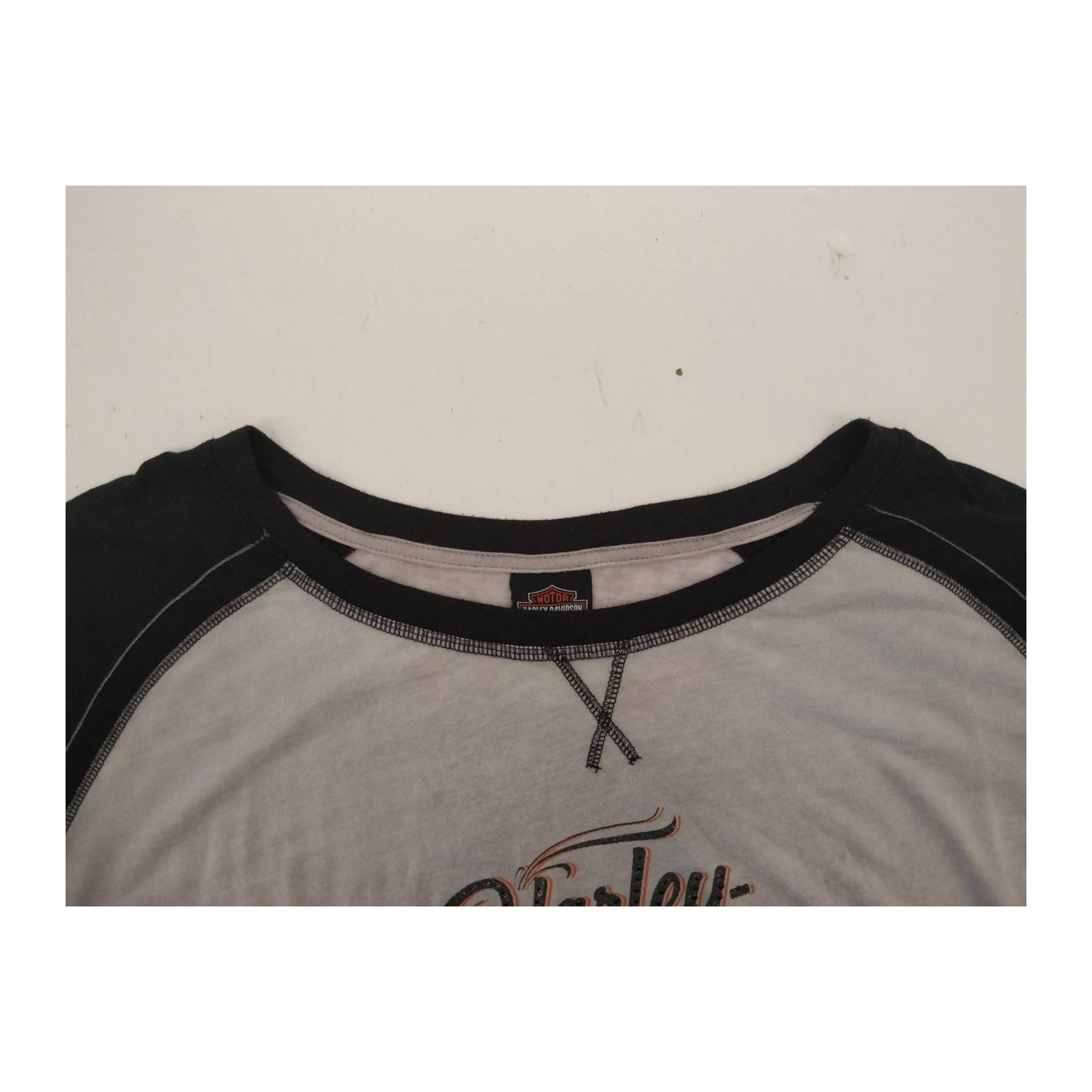 1608 Harley Davidson Women's Lake Shore Baseball T Shirt Grey 2XL