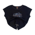 1609 Harley Davidson Women's Contrast Stitch Floral Logo Short Sleeve T Shirt Black XL
