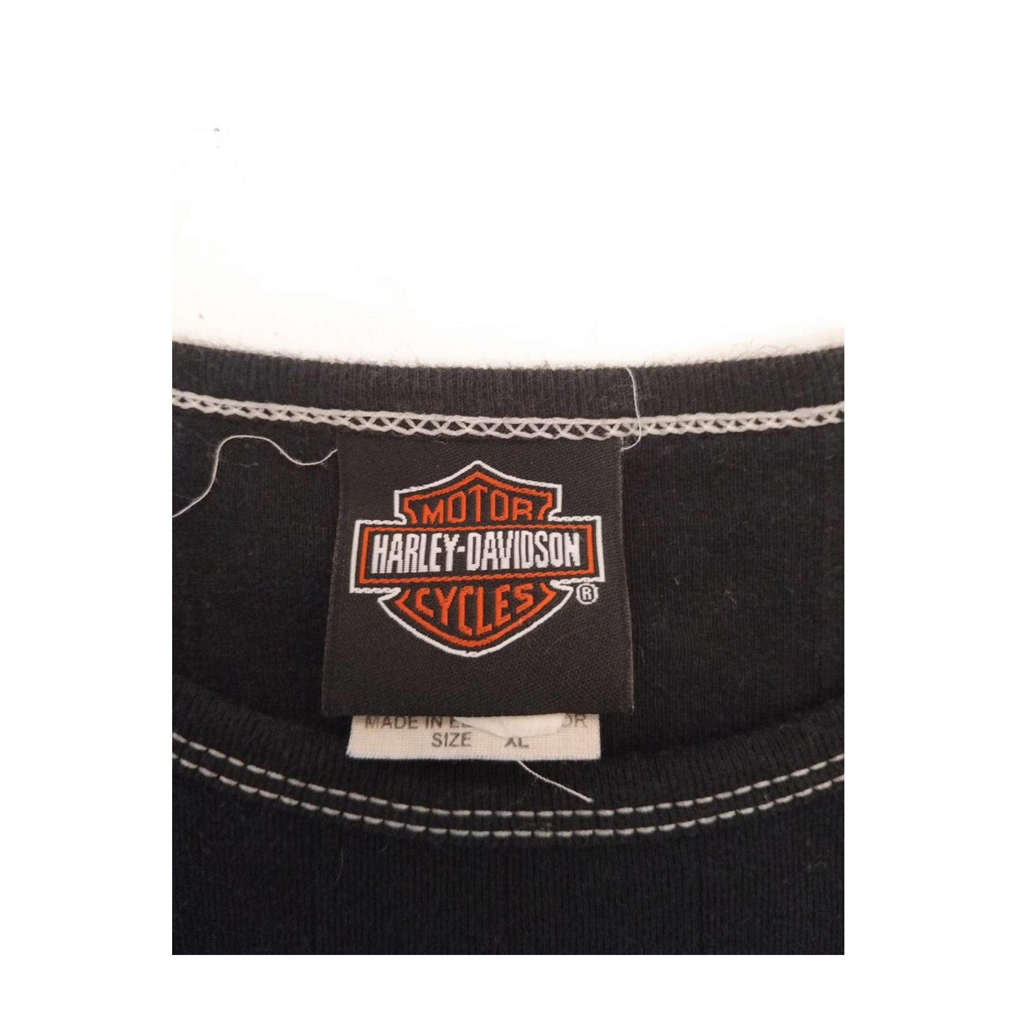 1609 Harley Davidson Women's Contrast Stitch Floral Logo Short Sleeve T Shirt Black XL