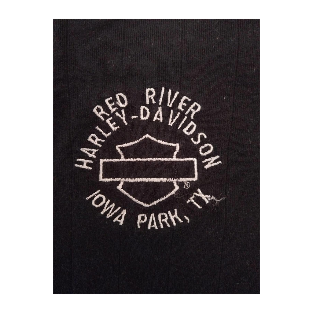 1609 Harley Davidson Women's Contrast Stitch Floral Logo Short Sleeve T Shirt Black XL