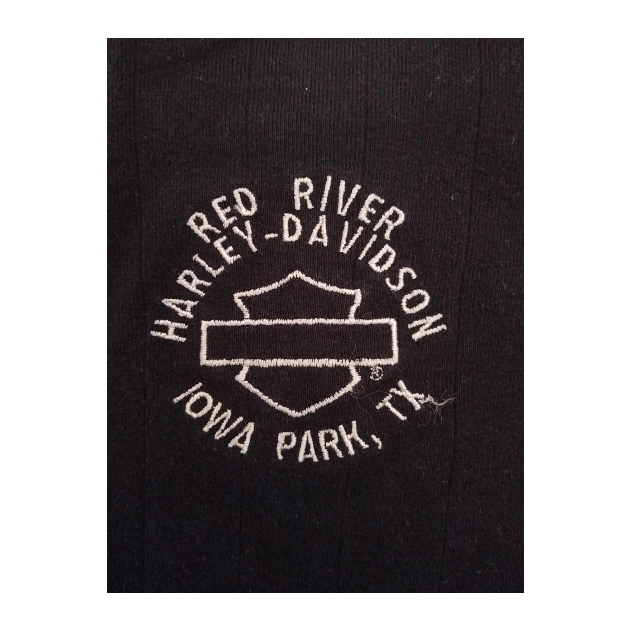 1609 Harley Davidson Women's Contrast Stitch Floral Logo Short Sleeve T Shirt Black XL