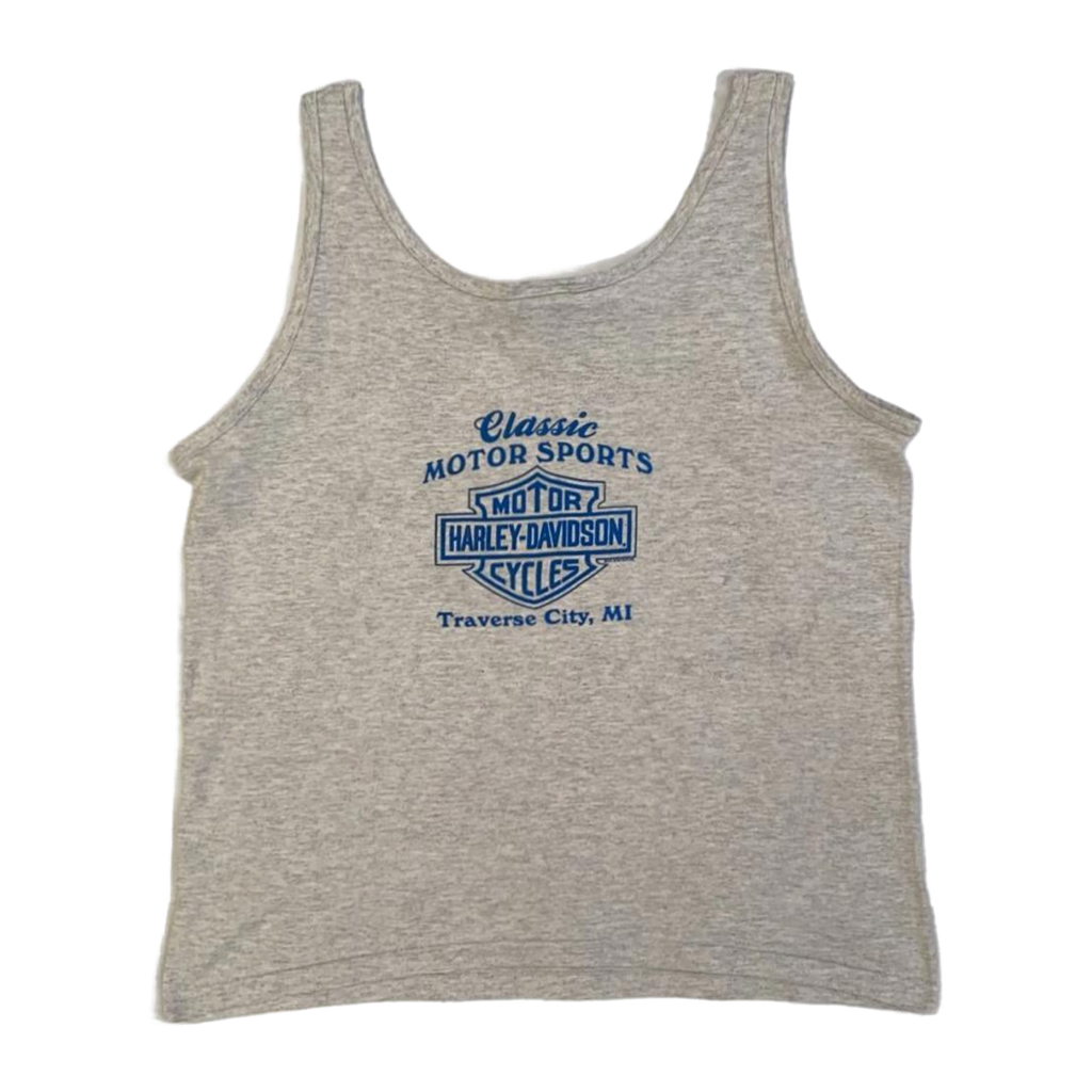 1614 Harley Davidson Women's Classic Motor Sports Sleeveless Tank Top Grey L