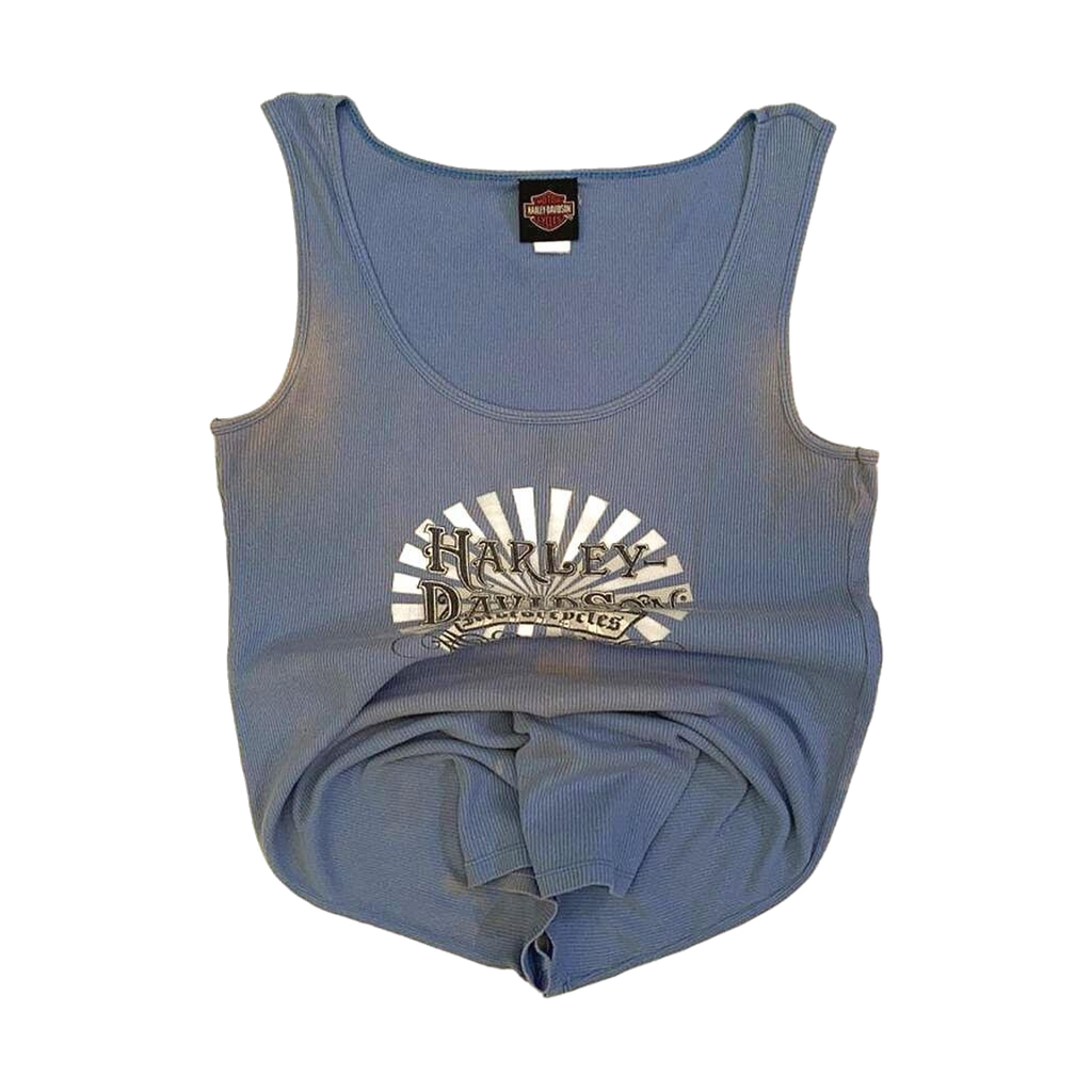 1615 Harley Davidson Women's Ribbed Sleeveless Tank Top Blue S
