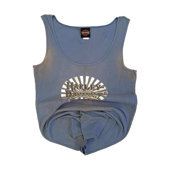 Harley Davidson Women's Ribbed Sleeveless Tank Top Blue S