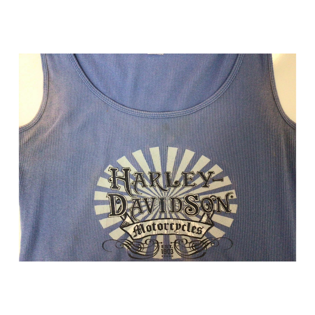 1615 Harley Davidson Women's Ribbed Sleeveless Tank Top Blue S