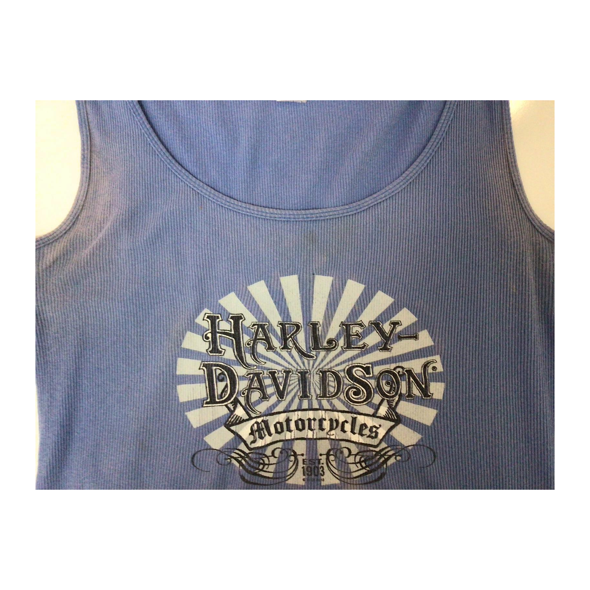 1615 Harley Davidson Women's Ribbed Sleeveless Tank Top Blue S