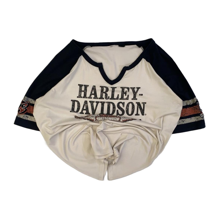 Harley Davidson Women's Baseball Style T Shirt White 2XL