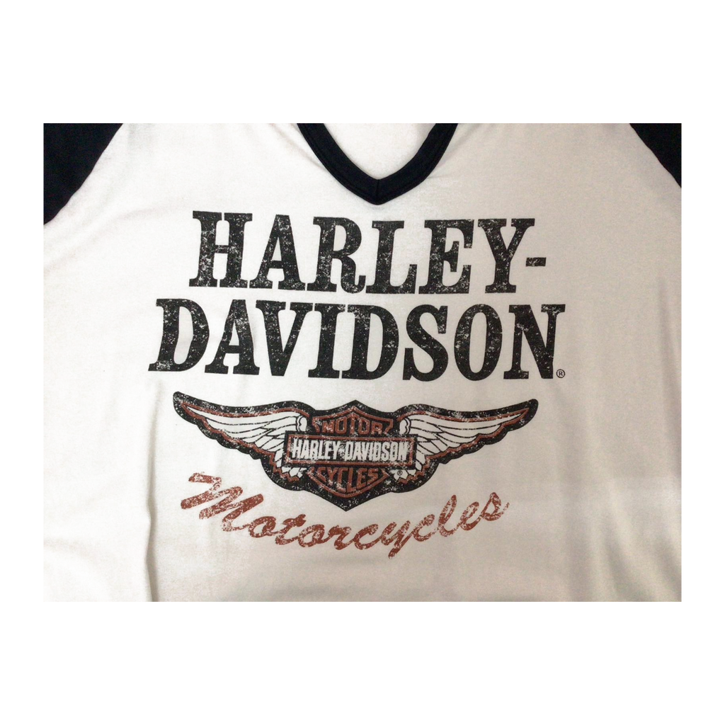 1616 Harley Davidson Women's Baseball Style T Shirt White 2XL