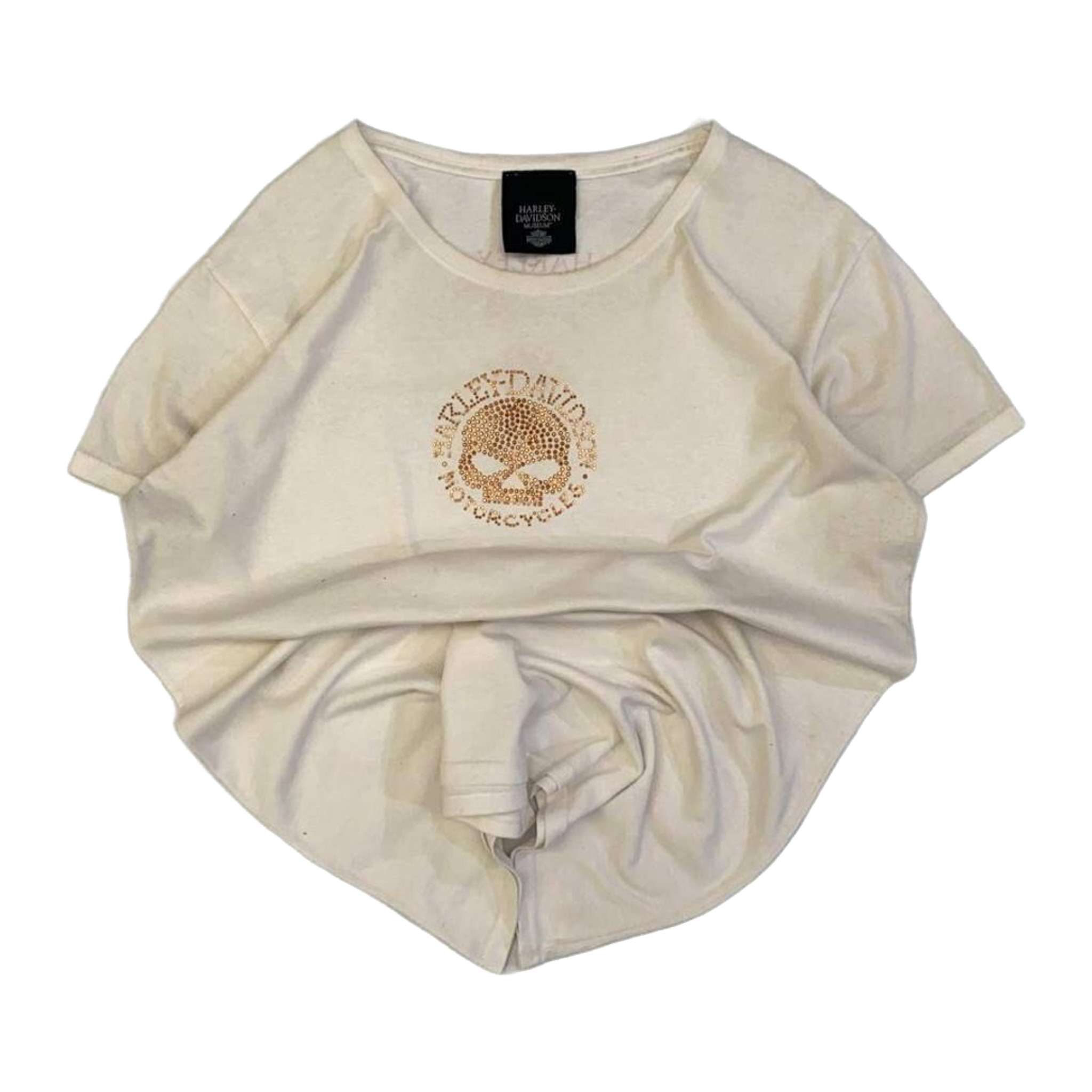 1621 Harley Davidson Women's Studded Skull Short Sleeve T Shirt White XL