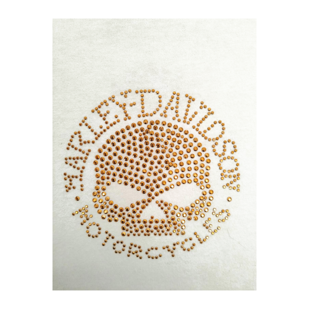 1621 Harley Davidson Women's Studded Skull Short Sleeve T Shirt White XL