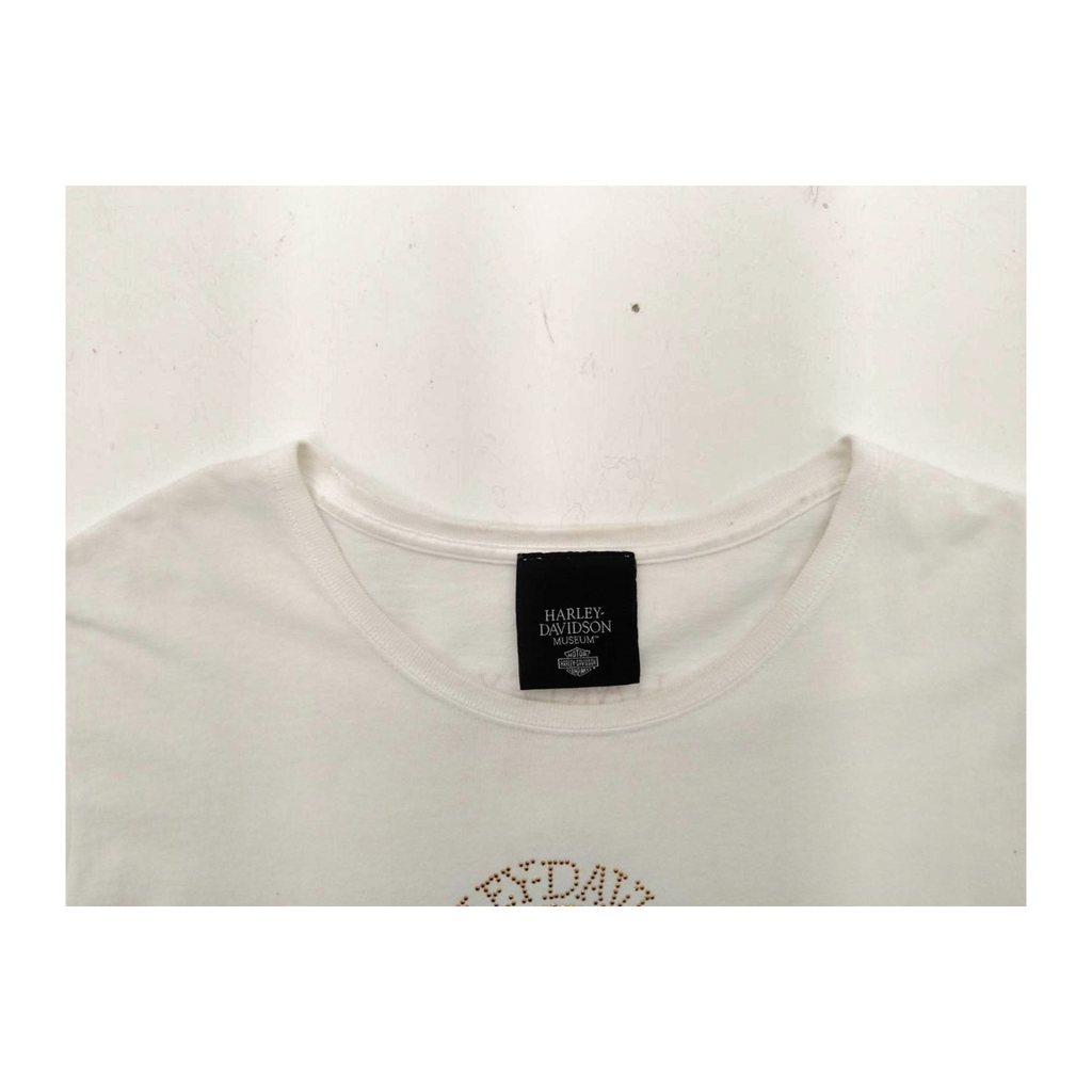1621 Harley Davidson Women's Studded Skull Short Sleeve T Shirt White XL