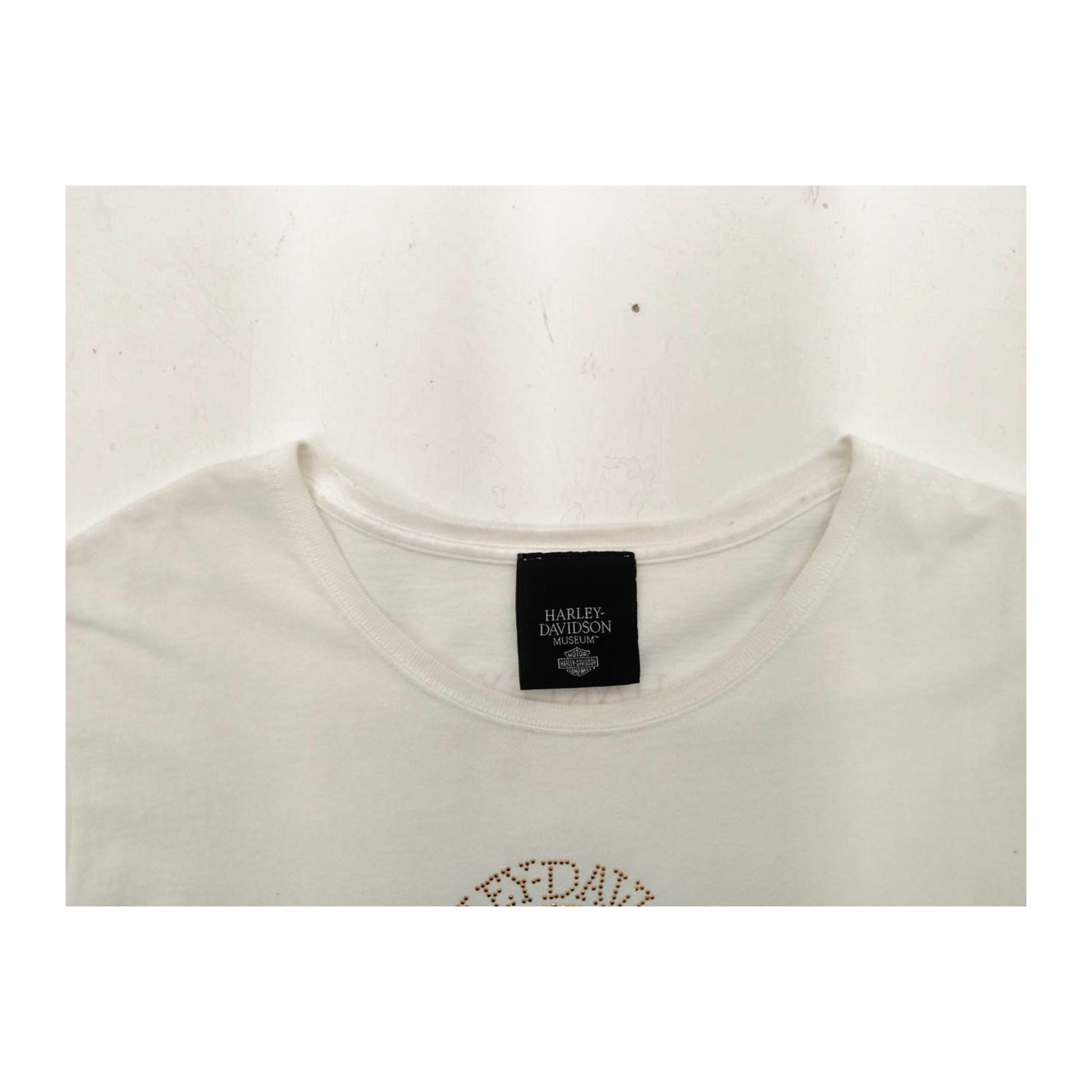 1621 Harley Davidson Women's Studded Skull Short Sleeve T Shirt White XL