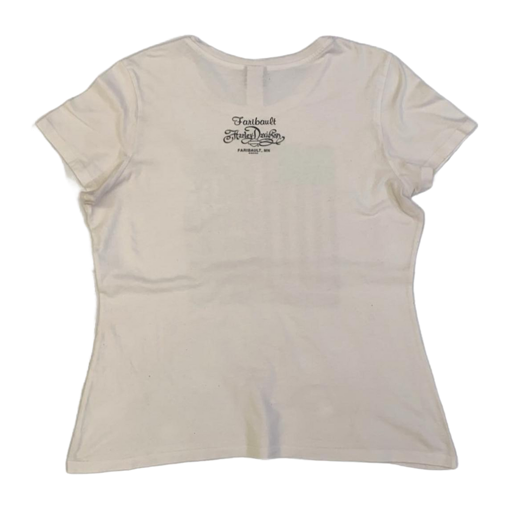 1622 Harley Davidson Women's American Flag Short Sleeve T Shirt White XL