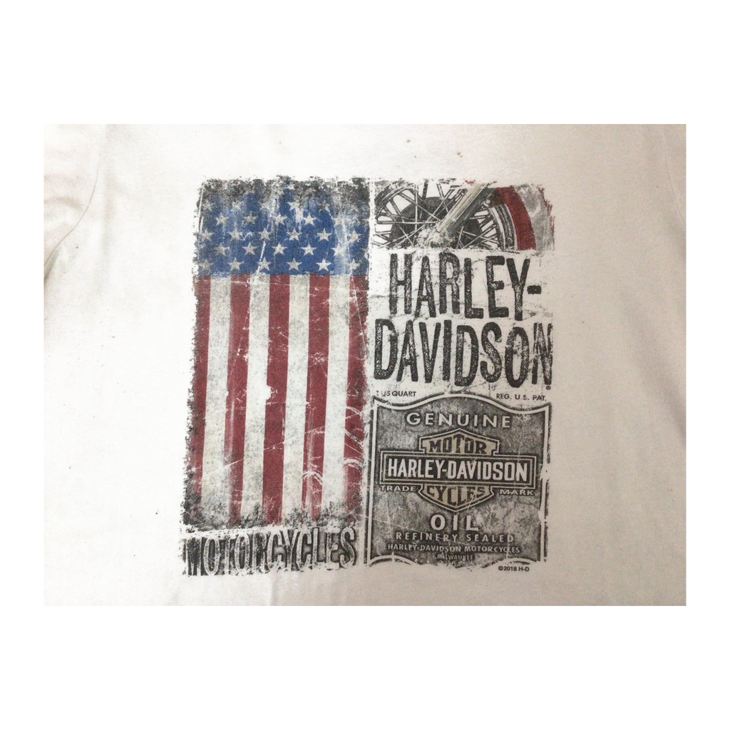 1622 Harley Davidson Women's American Flag Short Sleeve T Shirt White XL
