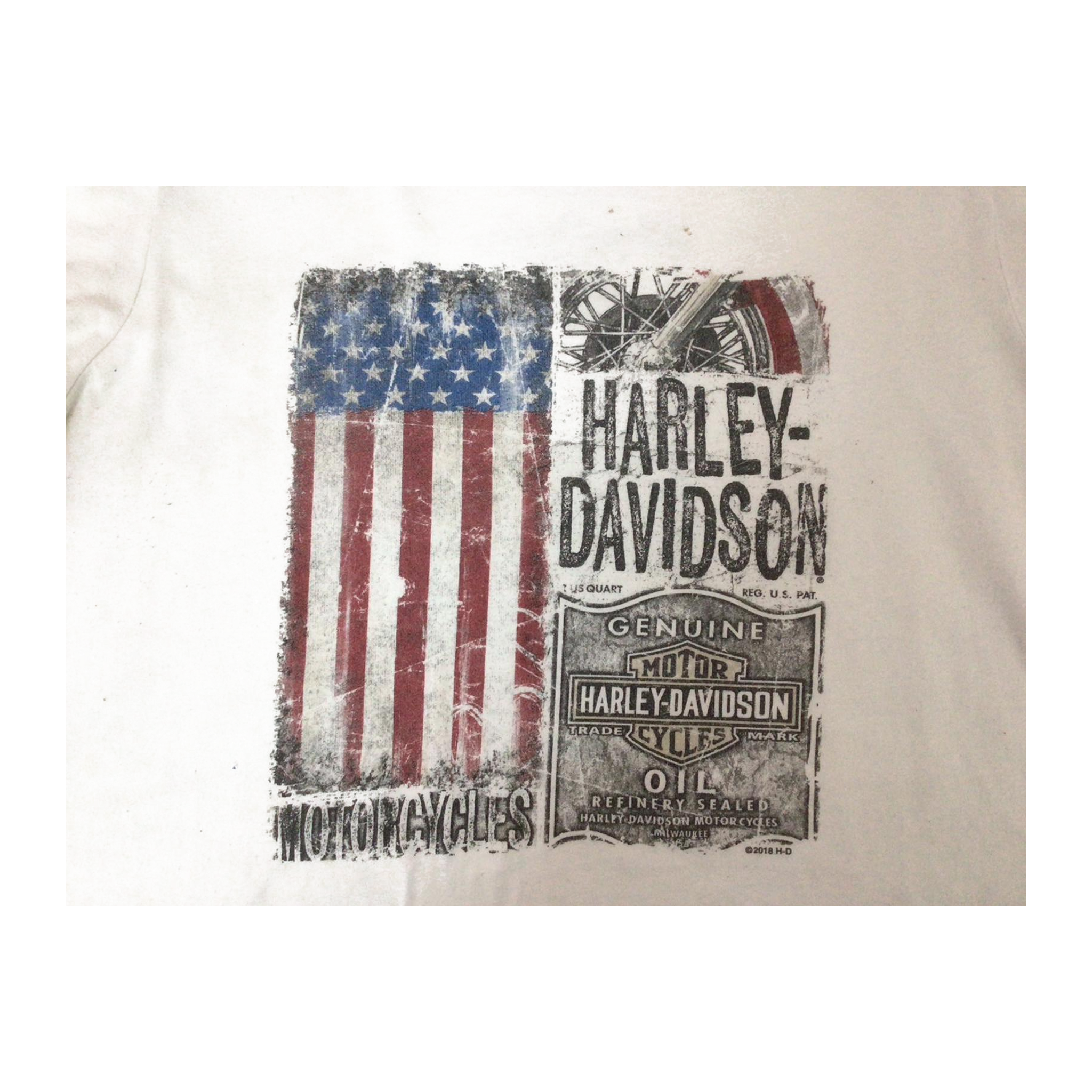 1622 Harley Davidson Women's American Flag Short Sleeve T Shirt White XL