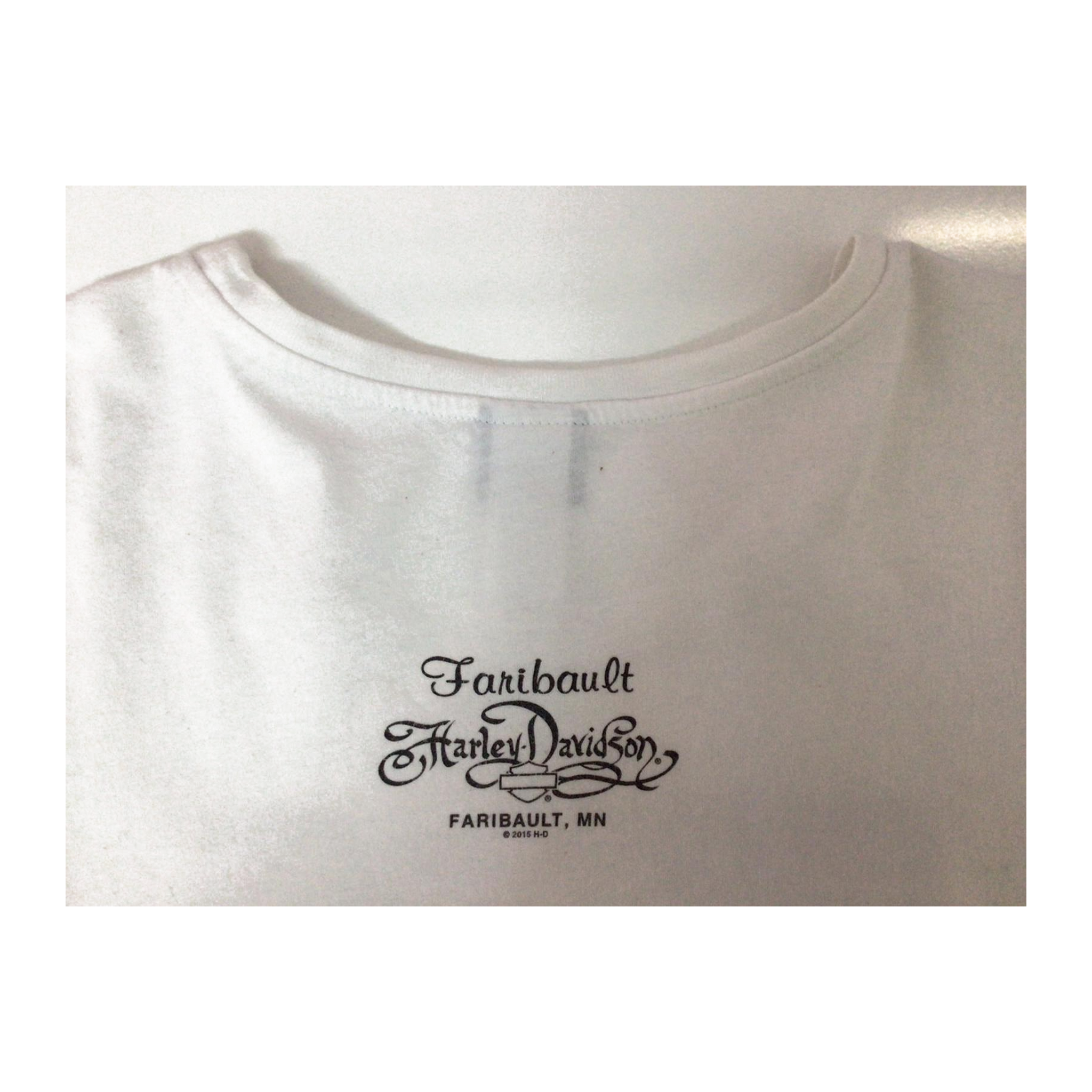1622 Harley Davidson Women's American Flag Short Sleeve T Shirt White XL