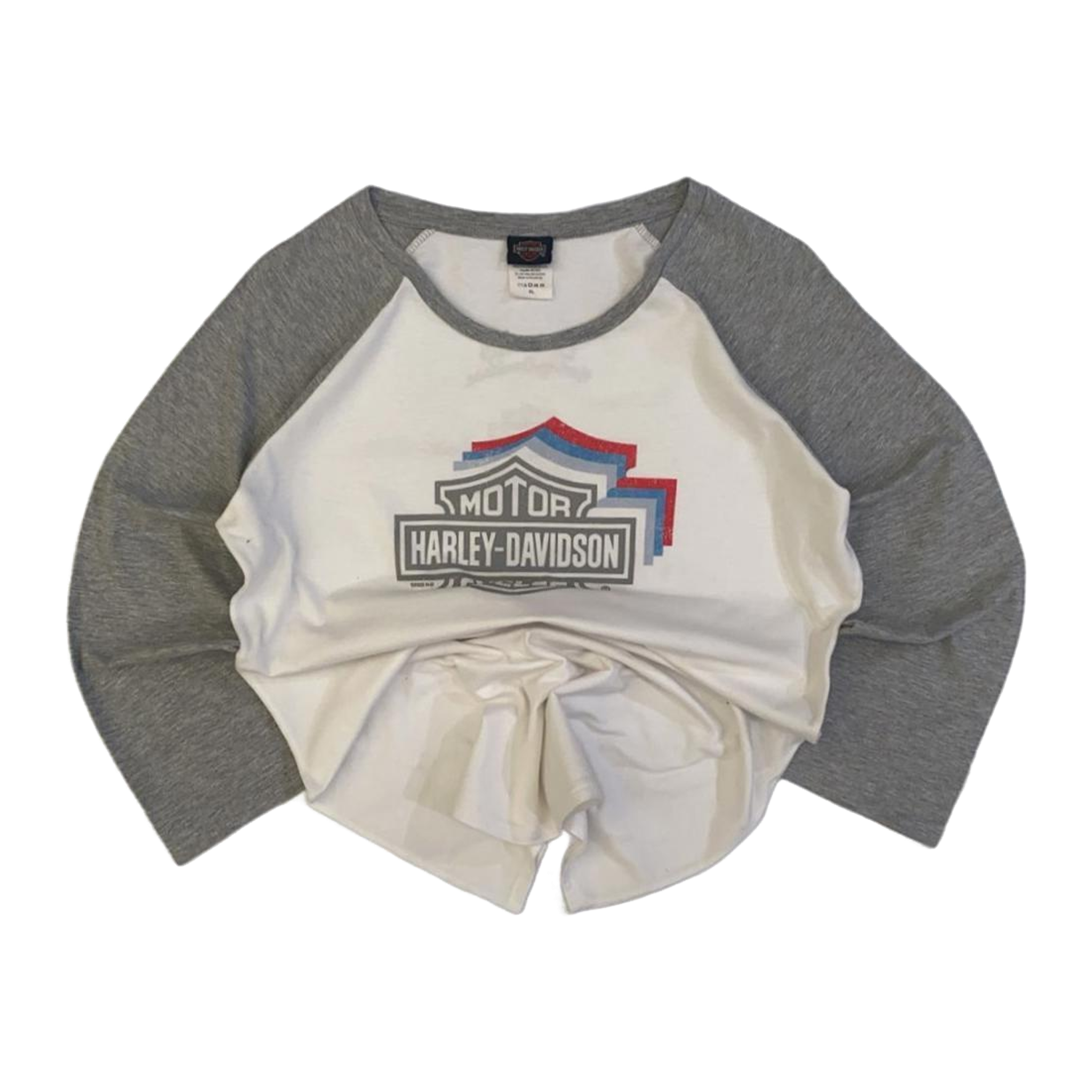 1623 Harley Davidson Women's Logo Graphic Long Sleeve Baseball Style T Shirt White XL