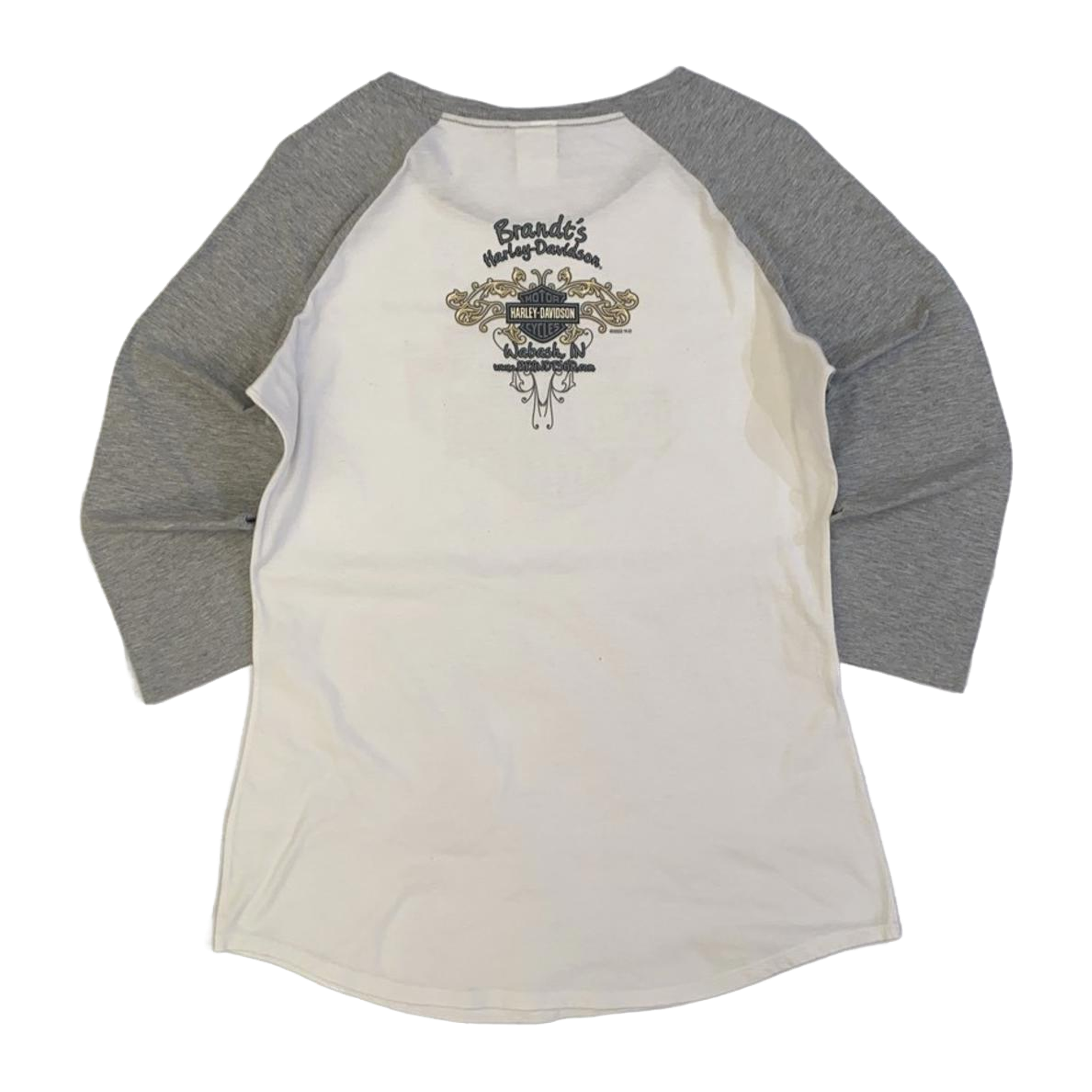 1623 Harley Davidson Women's Logo Graphic Long Sleeve Baseball Style T Shirt White XL