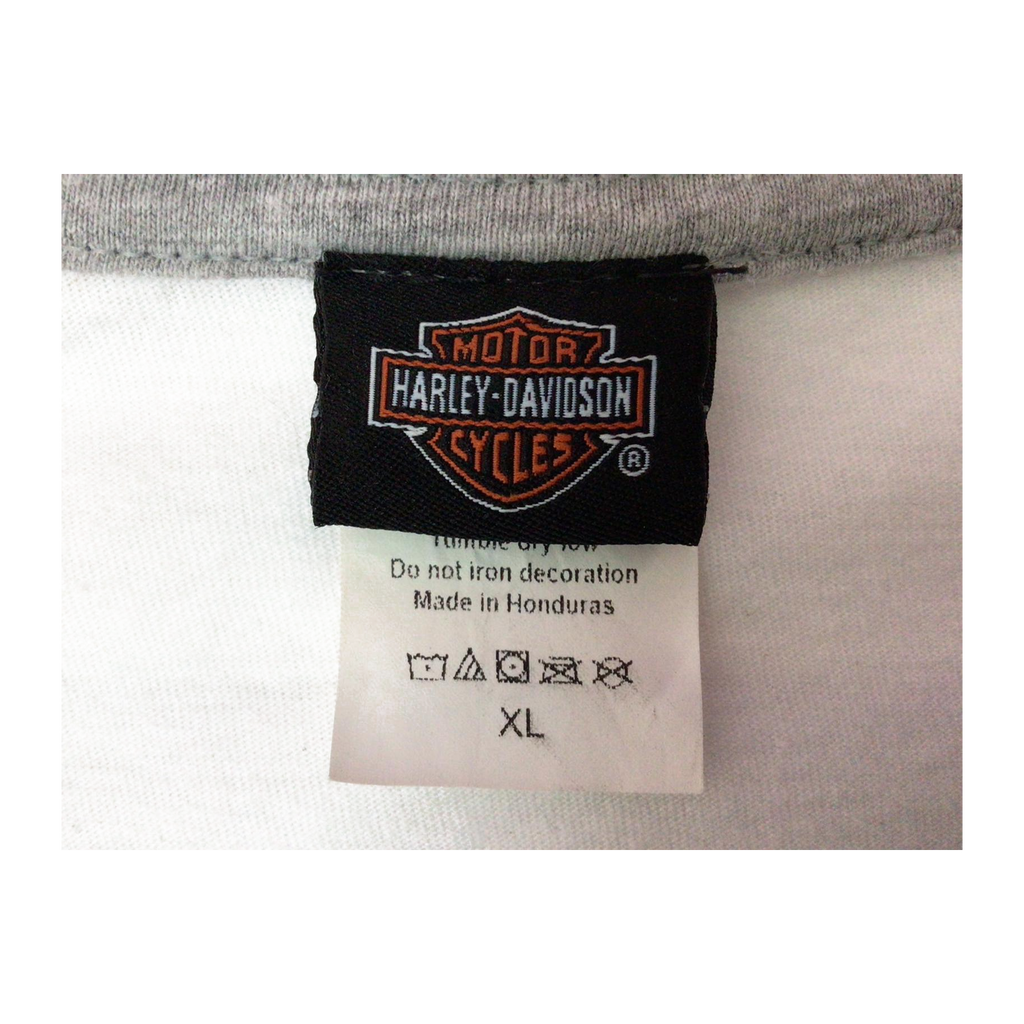 1623 Harley Davidson Women's Logo Graphic Long Sleeve Baseball Style T Shirt White XL