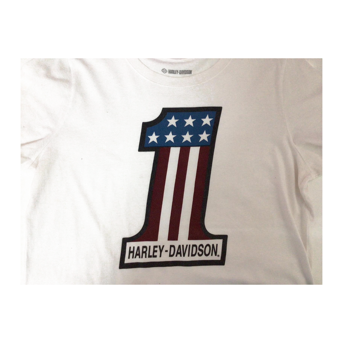 Harley Davidson Women's USA 1 Short Sleeve T shirt White L