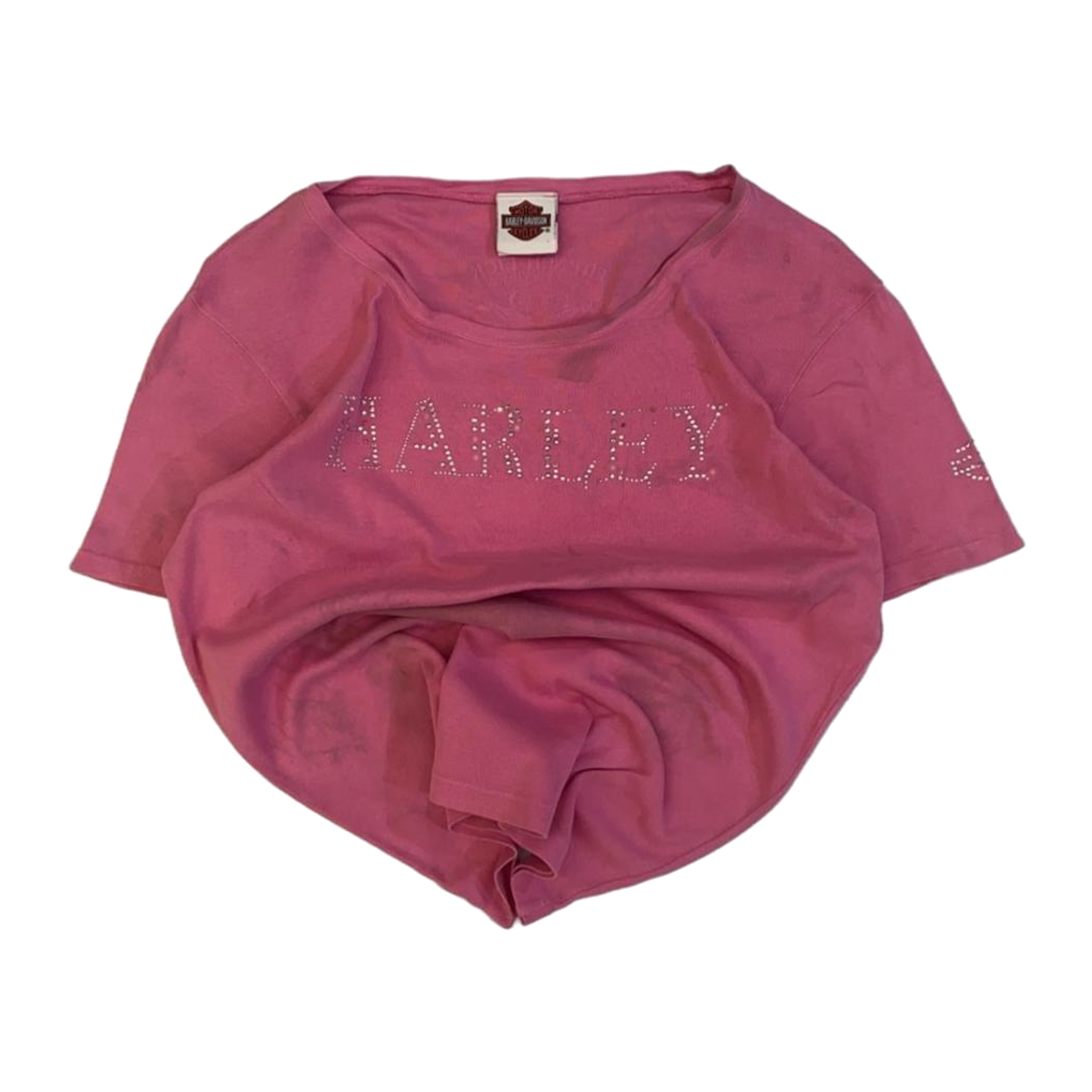 1625 Harley Davidson Women's Bedazzled Logo Short Sleeve T Shirt Pink M