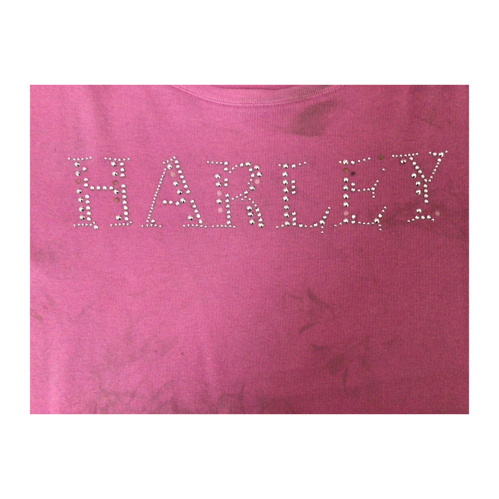 1625 Harley Davidson Women's Bedazzled Logo Short Sleeve T Shirt Pink M