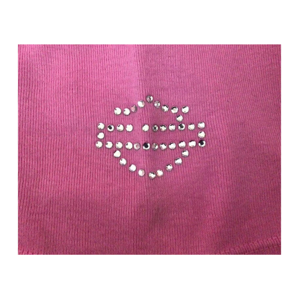 1625 Harley Davidson Women's Bedazzled Logo Short Sleeve T Shirt Pink M
