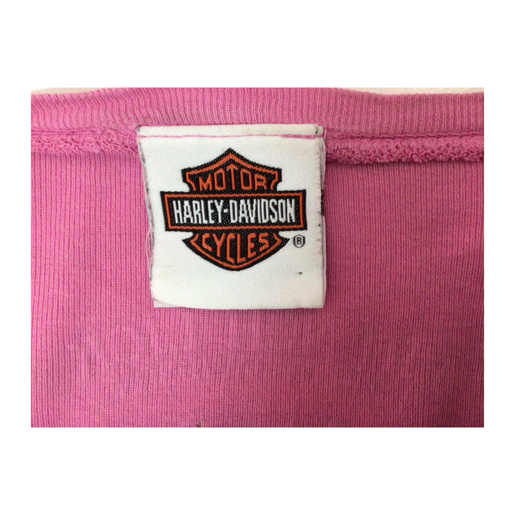 1625 Harley Davidson Women's Bedazzled Logo Short Sleeve T Shirt Pink M
