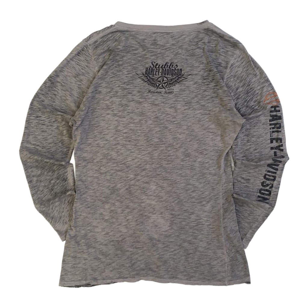 1626 Harley Davidson Women's Logo Long Sleeve V Neck T Shirt Grey XL