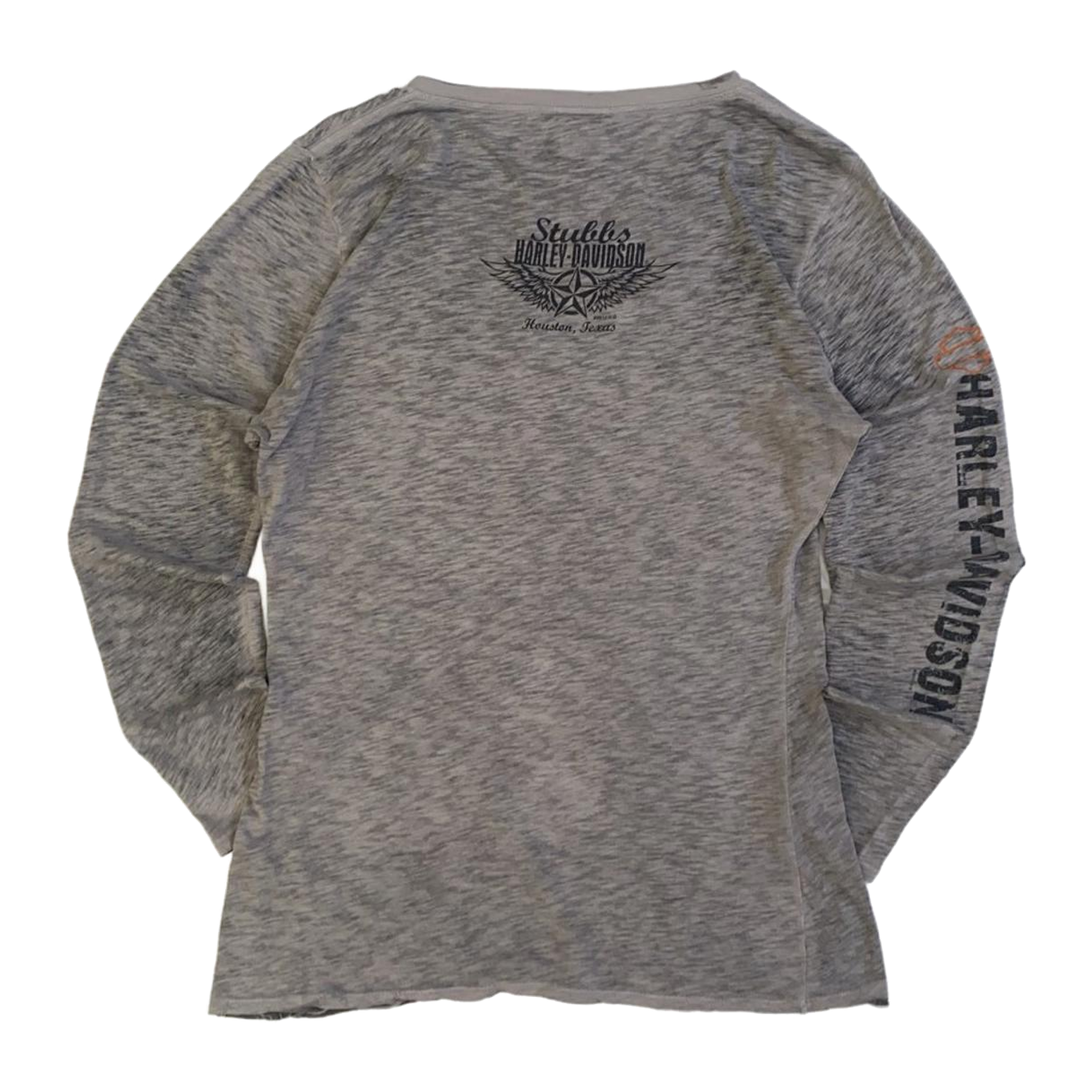 1626 Harley Davidson Women's Logo Long Sleeve V Neck T Shirt Grey XL