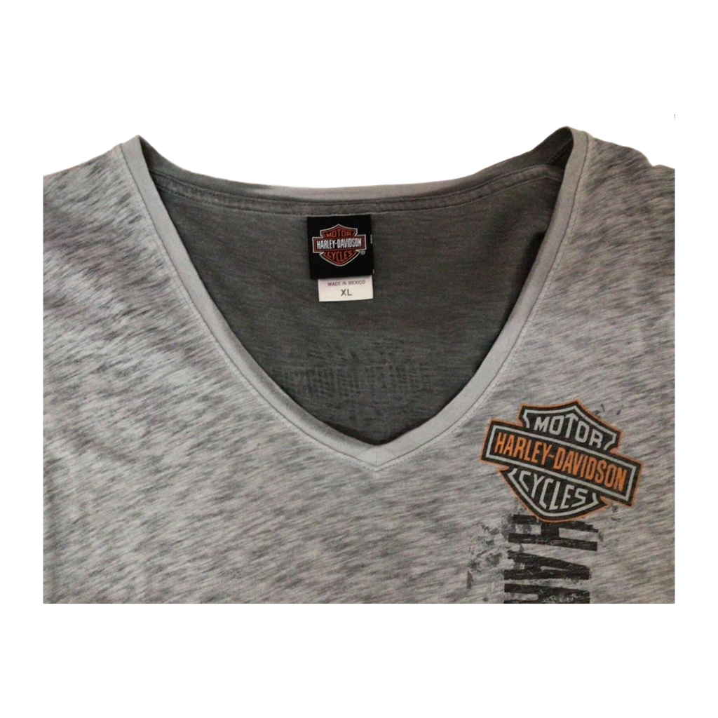 1626 Harley Davidson Women's Logo Long Sleeve V Neck T Shirt Grey XL