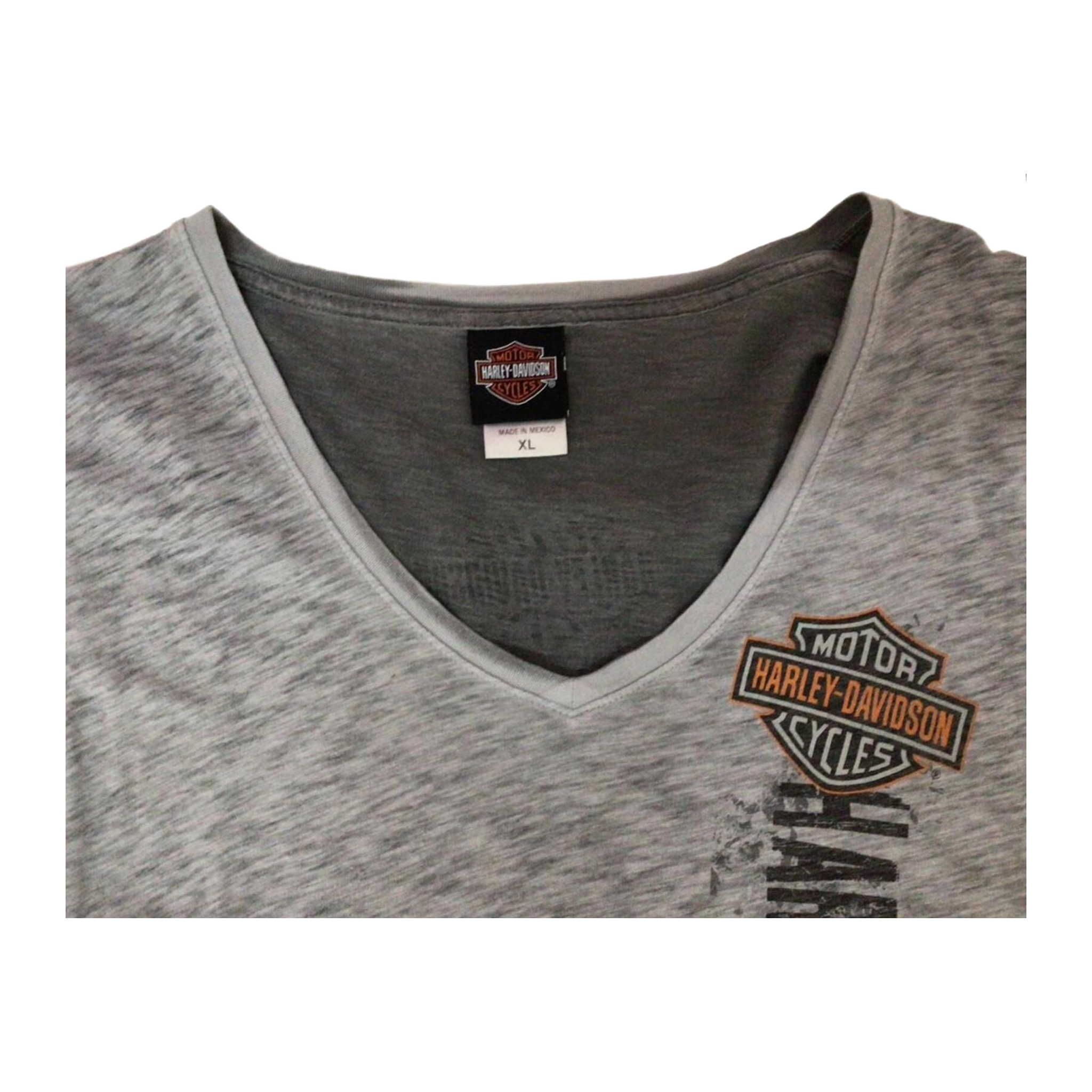 1626 Harley Davidson Women's Logo Long Sleeve V Neck T Shirt Grey XL