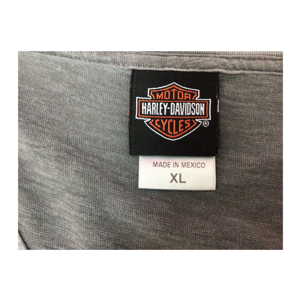 1626 Harley Davidson Women's Logo Long Sleeve V Neck T Shirt Grey XL