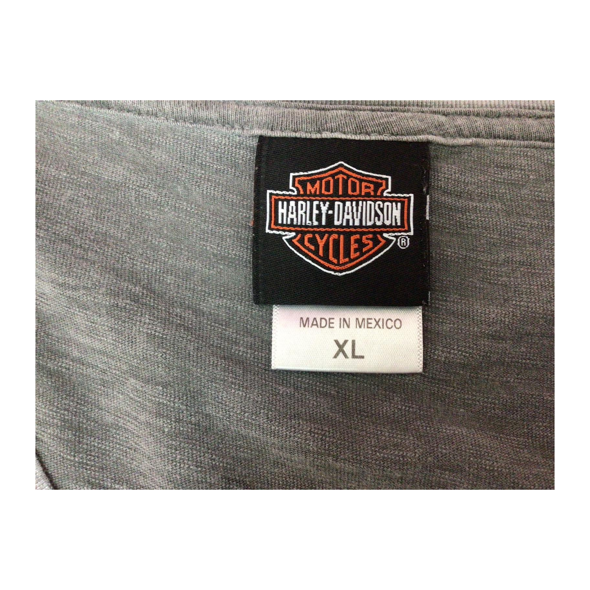 1626 Harley Davidson Women's Logo Long Sleeve V Neck T Shirt Grey XL