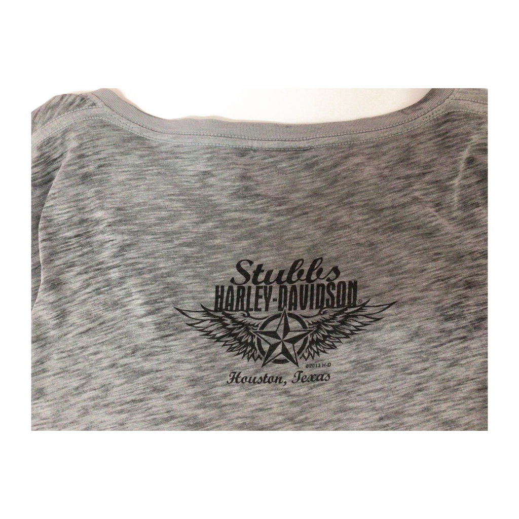 1626 Harley Davidson Women's Logo Long Sleeve V Neck T Shirt Grey XL