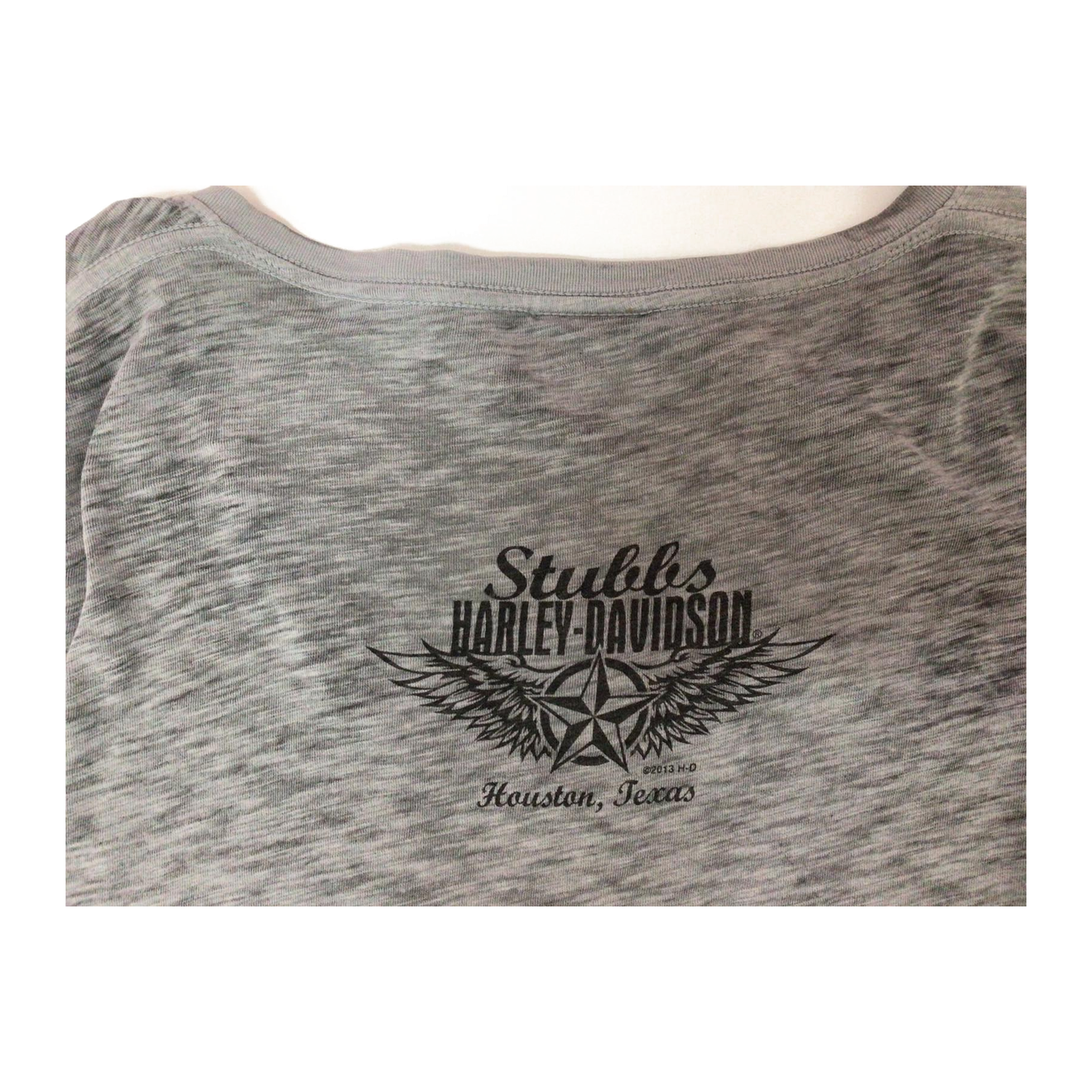 1626 Harley Davidson Women's Logo Long Sleeve V Neck T Shirt Grey XL